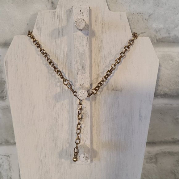 Vintage Jewelry Box Statment Necklace Crystal Stone Acrylic Gold Tone Extender - Picture 6 of 10